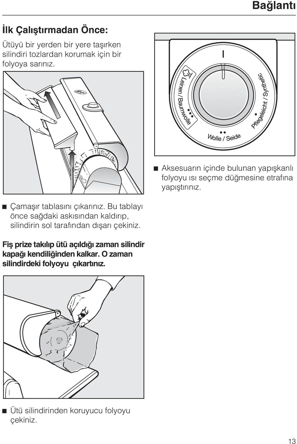 Bu tablayý önce saðdaki askýsýndan kaldýrýp, silindirin sol tarafýndan dýþarý çekiniz.