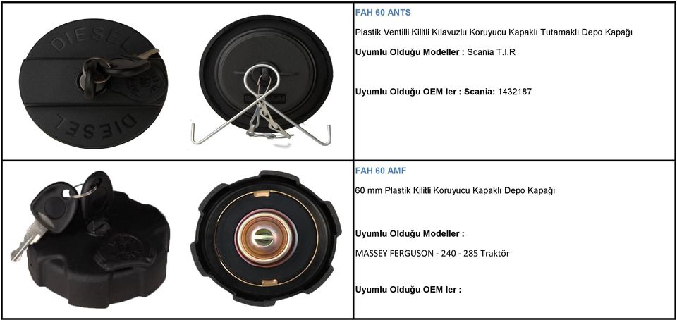 R Scania: 1432187 FAH 60 AMF 60 mm Plastik Kilitli