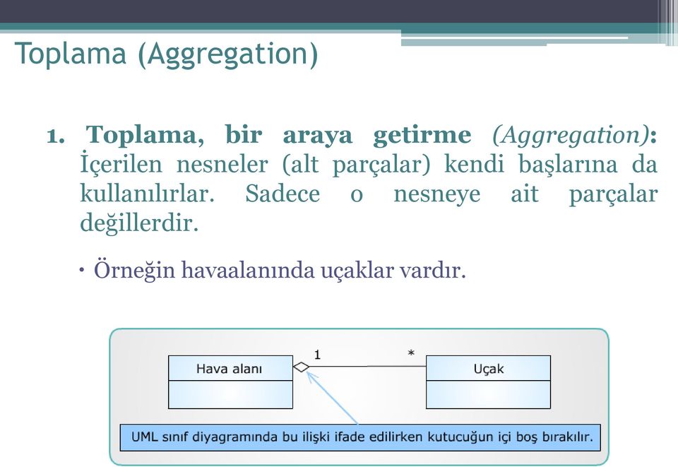 nesneler (alt parçalar) kendi başlarına da