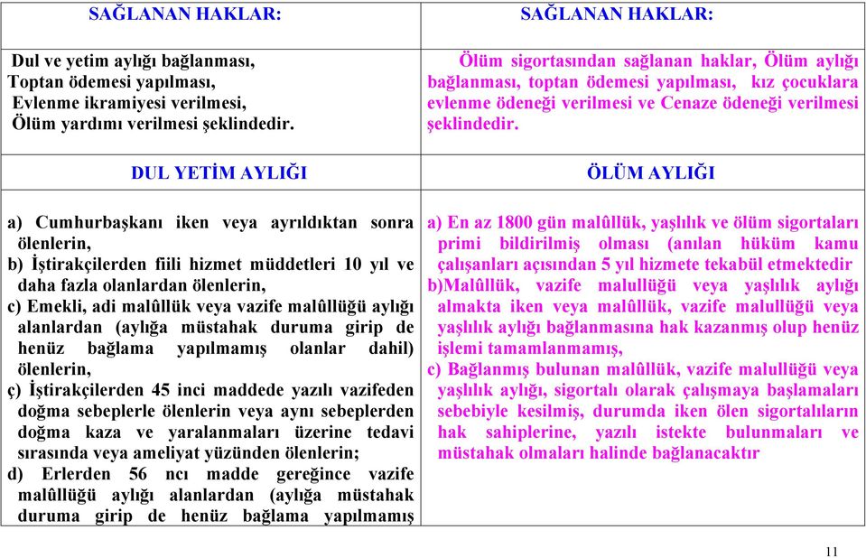 malûllüğü aylığı alanlardan (aylığa müstahak duruma girip de henüz bağlama yapılmamış olanlar dahil) ölenlerin, ç) İştirakçilerden 45 inci maddede yazılı vazifeden doğma sebeplerle ölenlerin veya