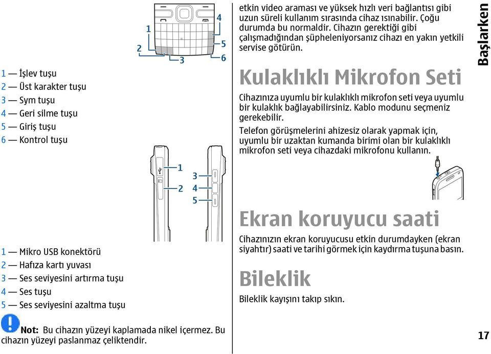 Kulaklıklı Mikrofon Seti Cihazınıza uyumlu bir kulaklıklı mikrofon seti veya uyumlu bir kulaklık bağlayabilirsiniz. Kablo modunu seçmeniz gerekebilir.