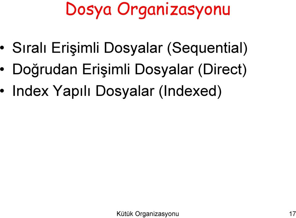 Erişimli Dosyalar (Direct) Index