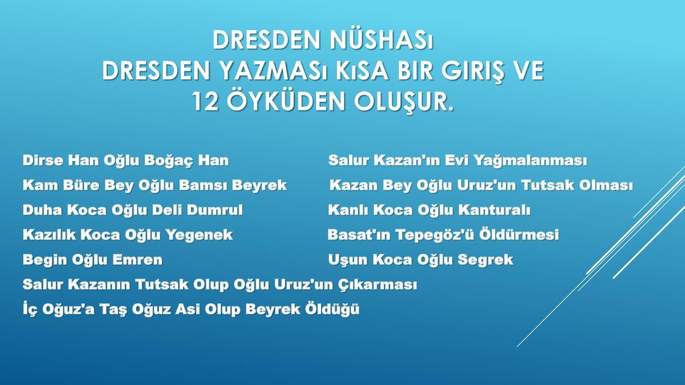 Uruz'un Tutsak Olması Duha Koca Oğlu Deli Dumrul Kanlı Koca Oğlu Kanturalı Kazılık Koca Oğlu Yegenek