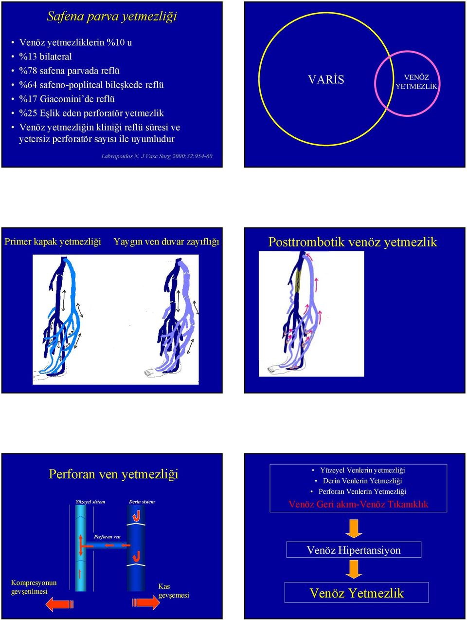 J Vasc Surg 2000;32:954-60 VARİS VENÖZ YETMEZLİK Primer kapak yetmezliği Yaygın ven duvar zayıflığı Posttrombotik venöz yetmezlik Perforan ven yetmezliği Yüzeyel