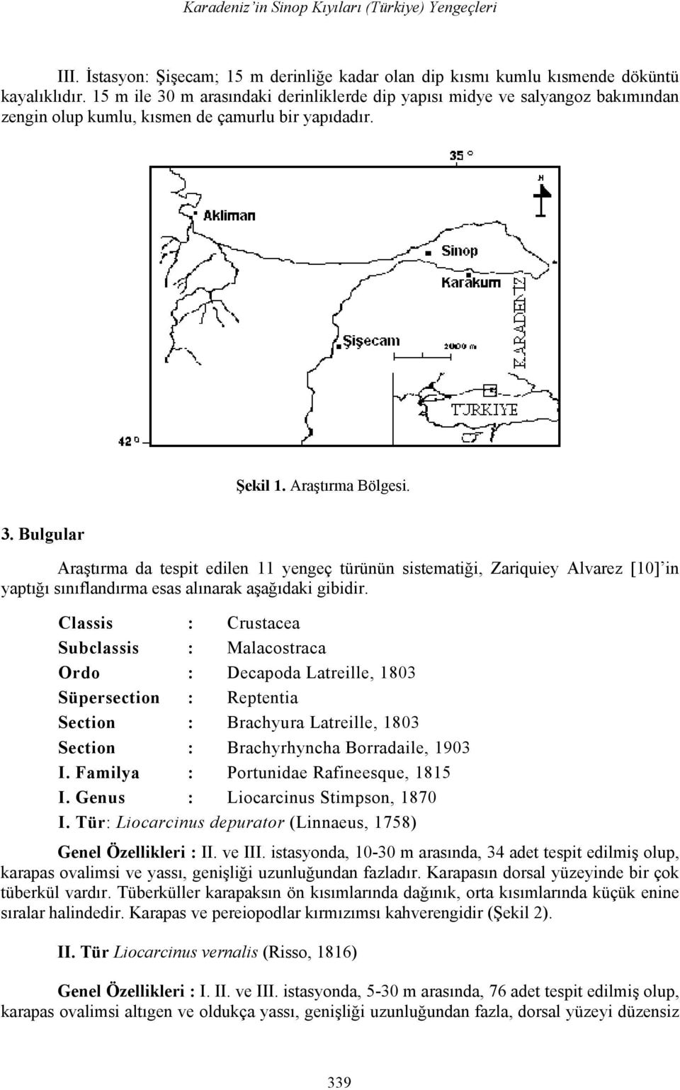 Classis : Crustacea Subclassis : Malacostraca Ordo : Decapoda Latreille, 1803 Süpersection : Reptentia Section : Brachyura Latreille, 1803 Section : Brachyrhyncha Borradaile, 1903 I.