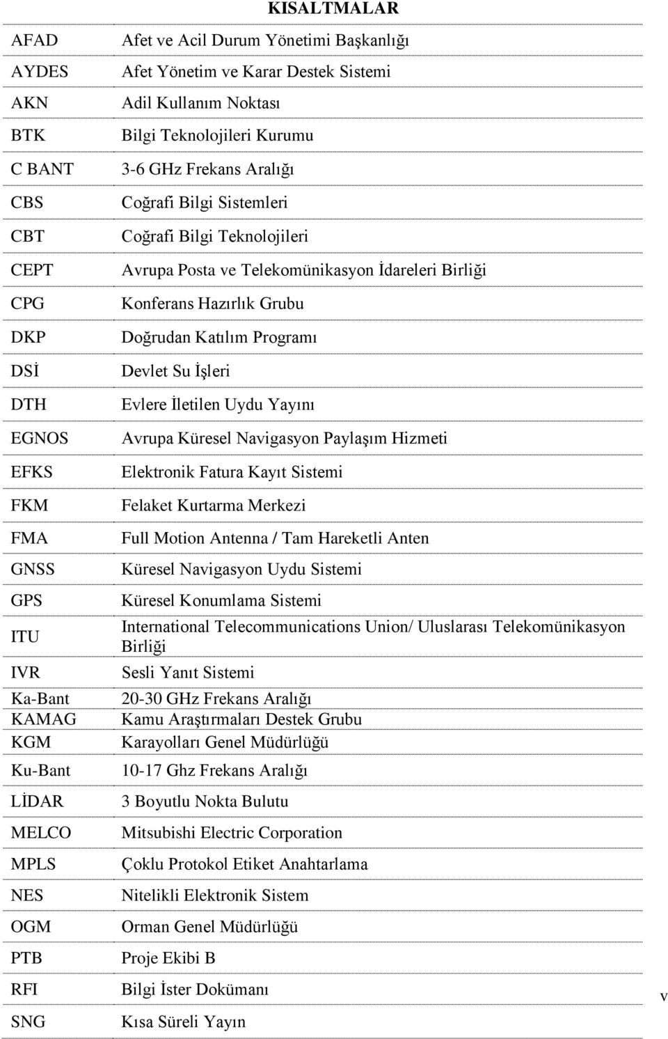 Telekomünikasyon İdareleri Birliği Konferans Hazırlık Grubu Doğrudan Katılım Programı Devlet Su İşleri Evlere İletilen Uydu Yayını Avrupa Küresel Navigasyon Paylaşım Hizmeti Elektronik Fatura Kayıt