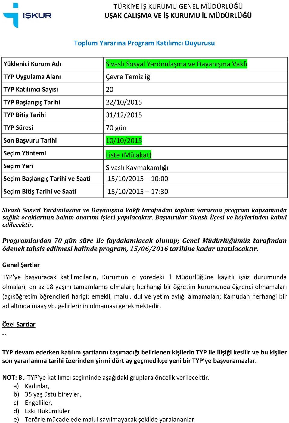 Yardımlaşma ve Dayanışma Vakfı tarafından toplum yararına program kapsamında sağlık ocaklarının bakım onarımı işleri