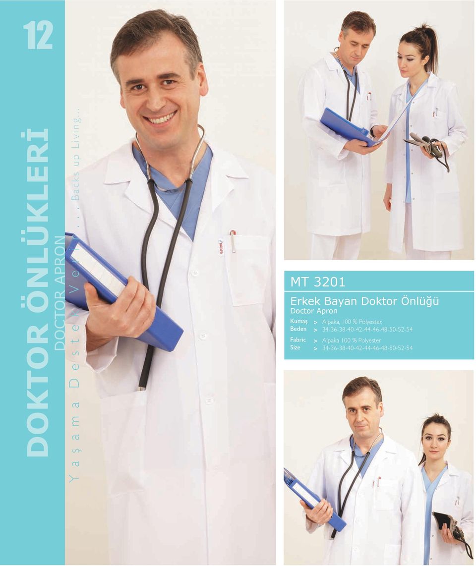 .. MT 3201 Erkek Bayan Doktor Önlüğü Doctor Apron Beden Size