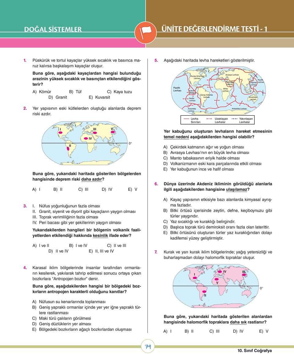 Aşağıdaki haritada levha hareketleri gösterilmiştir. Pasifik Kuzey Amerika Kokos Nazka Güney Amerika Avrasya Afrika Arabistan Pasifik Filipinler Avustralya 2.