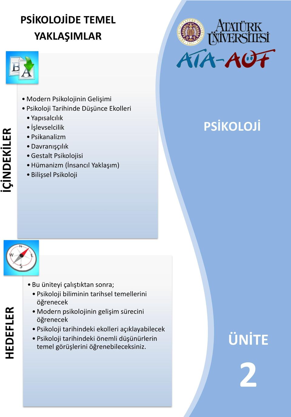 PSİKOLOJİ Bu üniteyi çalıştıktan sonra; Psikoloji biliminin tarihsel temellerini öğrenecek Modern psikolojinin gelişim sürecini