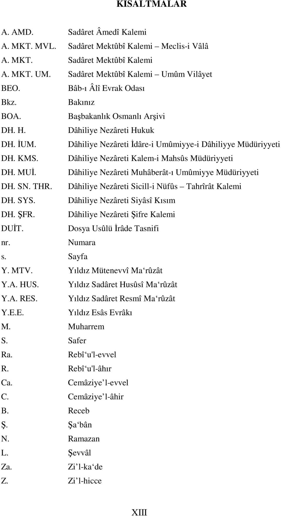 Dâhiliye Nezâreti Kalem-i Mahsûs Müdüriyyeti DH. MUİ. Dâhiliye Nezâreti Muhâberât-ı Umûmiyye Müdüriyyeti DH. SN. THR. Dâhiliye Nezâreti Sicill-i Nüfûs Tahrîrât Kalemi DH. SYS.