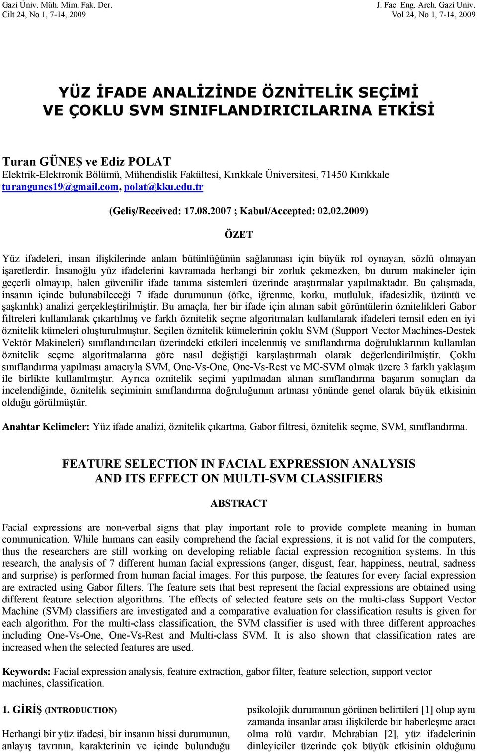 Fakültesi, Kırıkkale Üniversitesi, 71450 Kırıkkale turangunes19@gmail.com, polat@kku.edu.tr (Geliş/Received: 17.08.2007 ; Kabul/Accepted: 02.