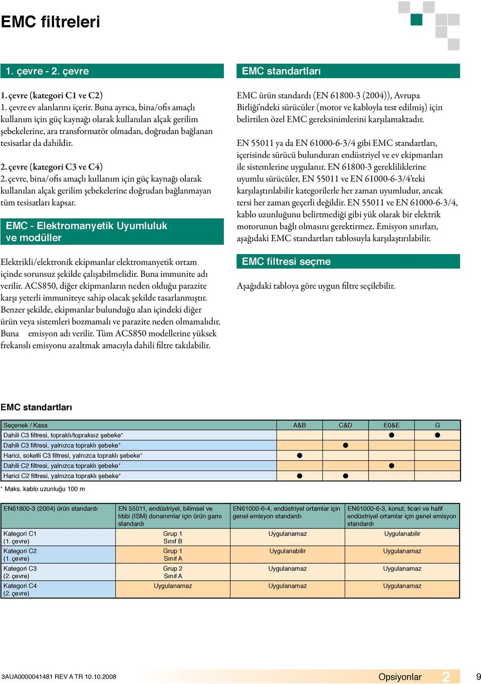 çevre (kategori C3 ve C4) 2. çevre, bina/ofis amaçlı kullanım için güç kaynağı olarak kullanılan alçak gerilim şebekelerine doğrudan bağlanmayan tüm tesisatları kapsar.