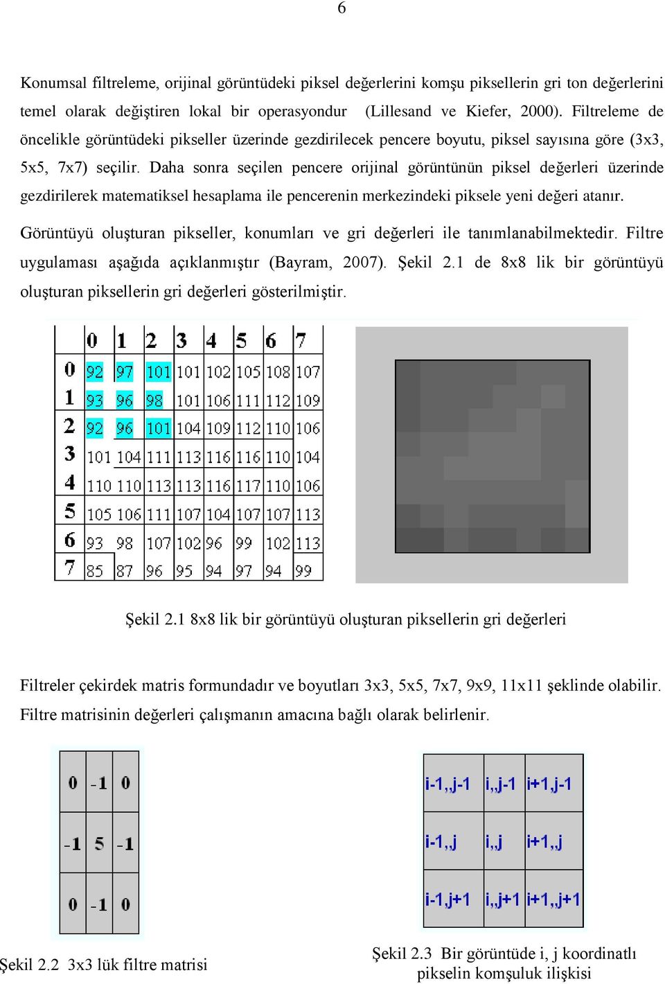 Daha sonra seçilen pencere orijinal görüntünün piksel değerleri üzerinde gezdirilerek matematiksel hesaplama ile pencerenin merkezindeki piksele yeni değeri atanır.