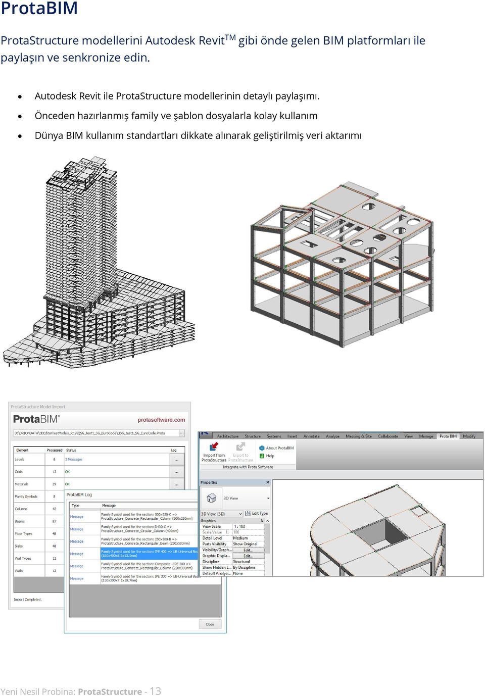 Autodesk Revit ile ProtaStructure modellerinin detaylı paylaşımı.