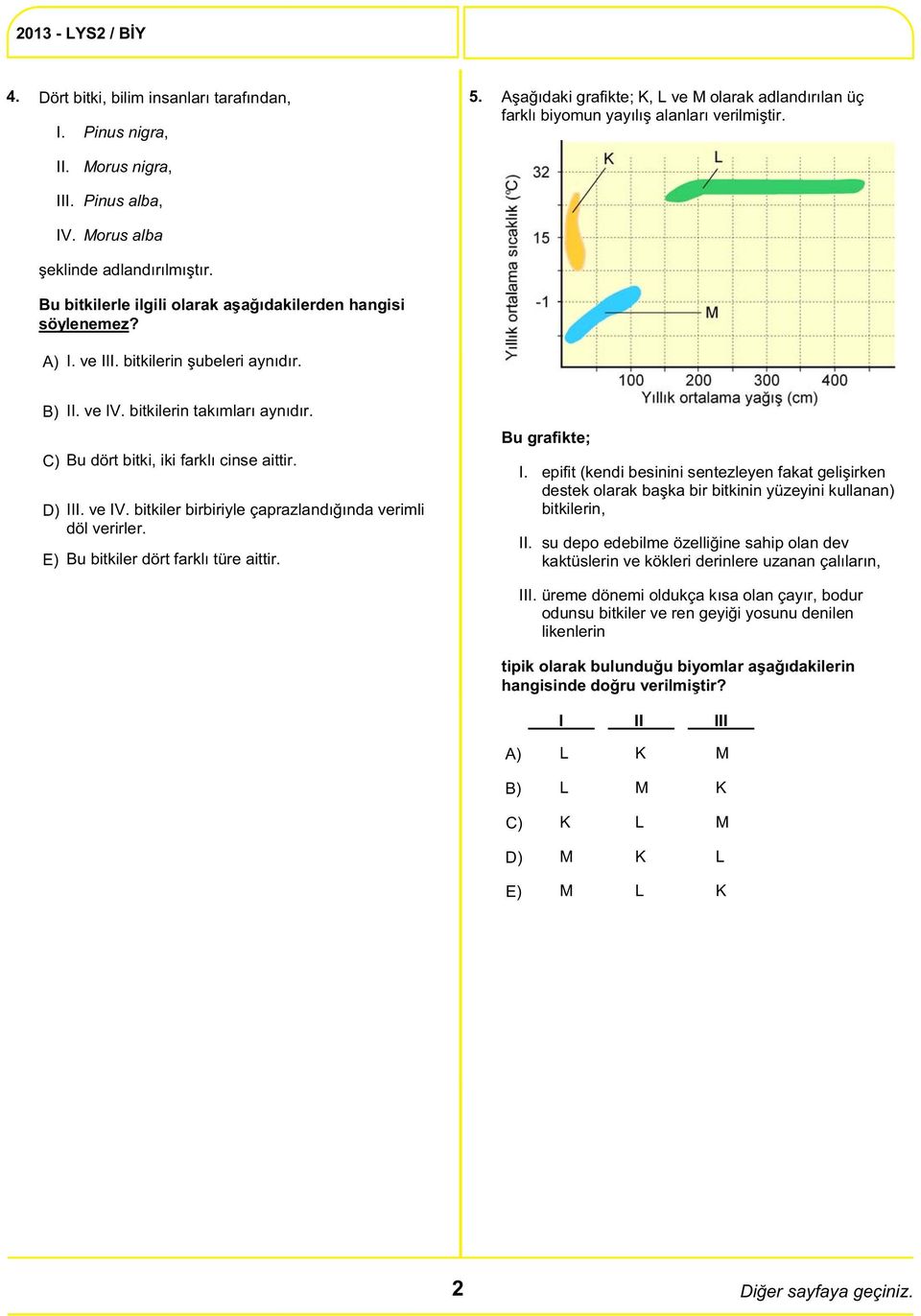 C) Bu dört bitki, iki farklı cinse aittir. III. ve IV. bitkiler birbiriyle çaprazlandığında verimli döl verirler. Bu bitkiler dört farklı türe aittir. Bu grafikte; I.