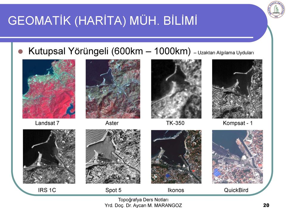 Uzaktan Algılama Uyduları Landsat 7 Aster