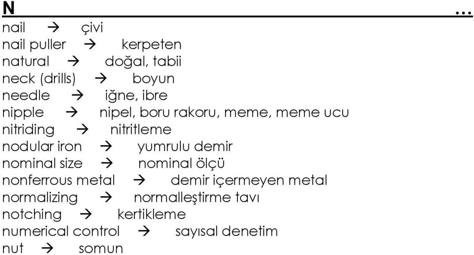 iron yumrulu demir nominal size nominal ölçü nonferrous metal demir içermeyen metal