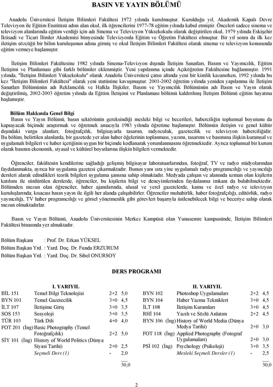 Önceleri sadece sinema ve televizyon alanlarında eğitim verdiği için adı Sinema ve Televizyon Yüksekokulu olarak değiştirilen okul, 1979 yılında Eskişehir İktisadi ve Ticari İlimler Akademisi