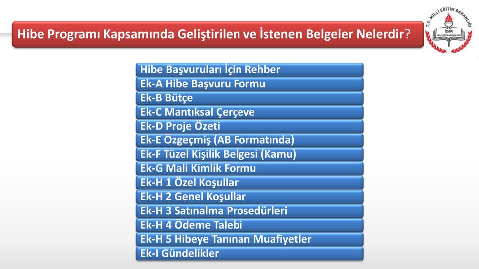 Özeti Ek-E Özgeçmiş (AB Formatında) Ek-F Tüzel Kişilik Belgesi (Kamu) Ek-G Mali Kimlik Formu Ek-H 1