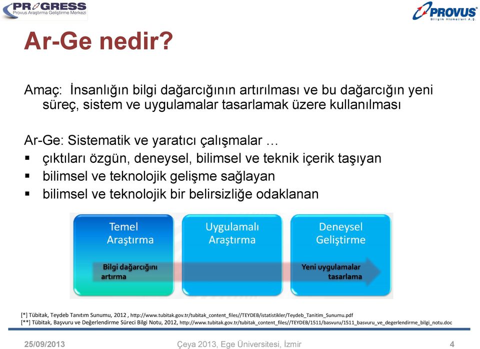 çalışmalar çıktıları özgün, deneysel, bilimsel ve teknik içerik taşıyan bilimsel ve teknolojik gelişme sağlayan bilimsel ve teknolojik bir belirsizliğe odaklanan