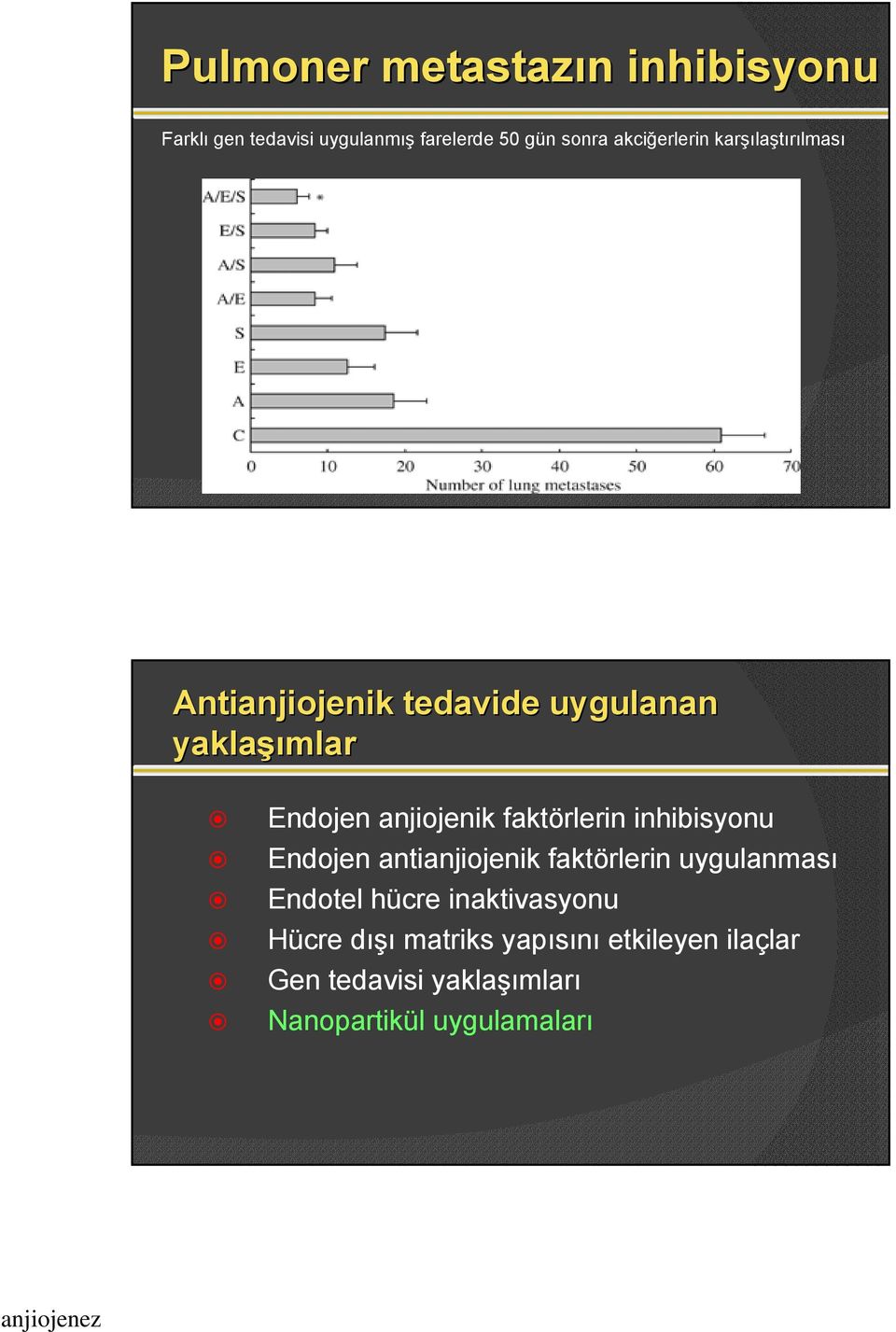 anjiojenik faktörlerin inhibisyonu Endojen antianjiojenik faktörlerin uygulanması Endotel hücre