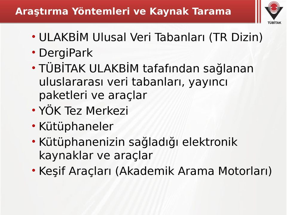 yayıncı paketleri ve araçlar YÖK Tez Merkezi Kütüphaneler Kütüphanenizin