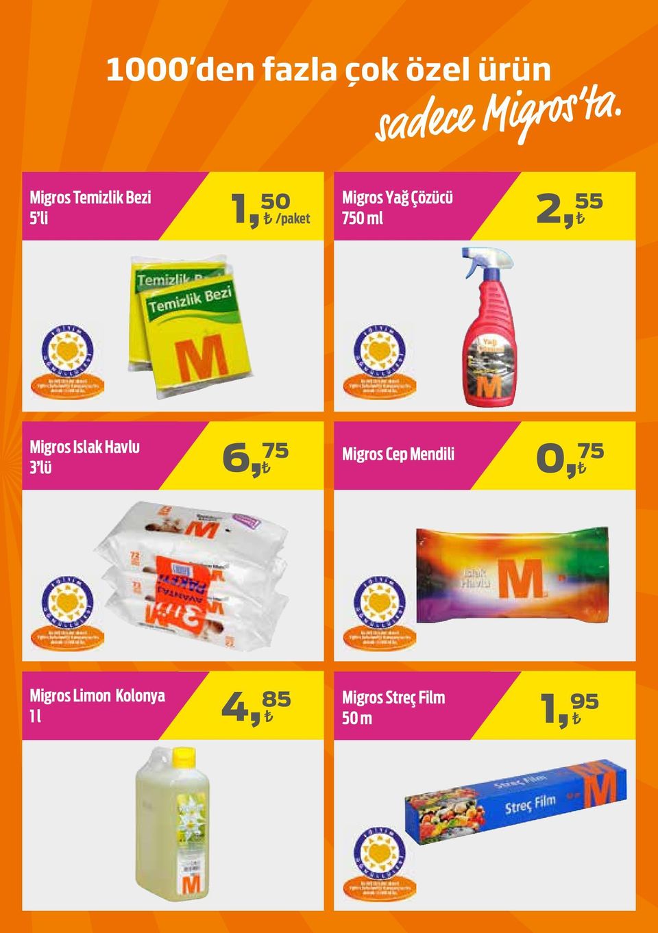 Islak Havlu 3 lü 6, 75 Migros Cep Mendili 0, 75