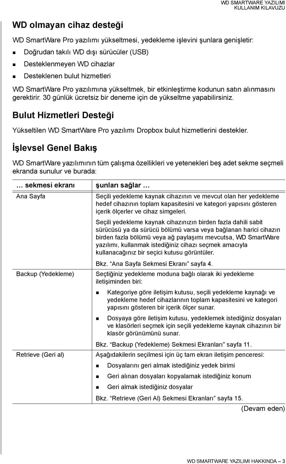 Bulut Hizmetleri Desteği Yükseltilen WD SmartWare Pro yazılımı Dropbox bulut hizmetlerini destekler.