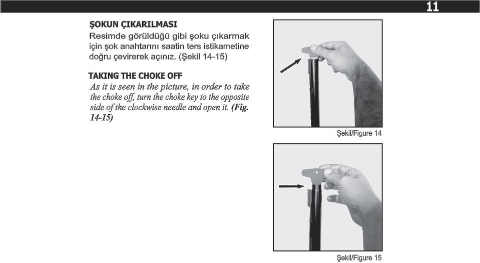 (Şekil 14-15) TAKING THE CHOKE OFF As it is seen in the picture, in order to take the