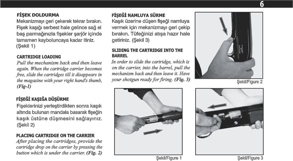 (Şekil 3) CARTRIDGE LOADING Pull the mechanism back and then leave again.