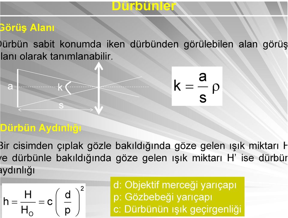 a k k s a ρ s ürbün Aydınlığı ir cisimden çıplak gözle bakıldığında göze gelen ışık miktarı