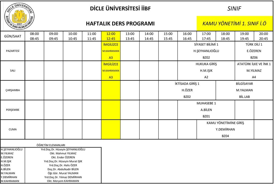 YALMAN BİL.LAB MUHASEBE 1 A.BİLEN KAMU YÖNETİMİNE GİRİŞ BZ04 M.YILMAZ E.ÖZEREN A.BİLEN M.YALMAN Okt.