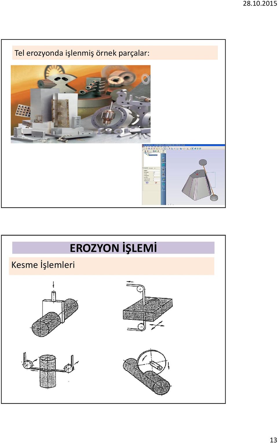 parçalar: Kesme