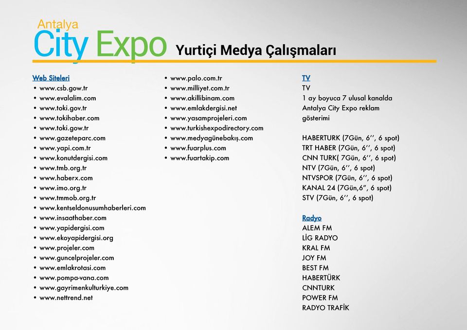 com www.gayrimenkulturkiye.com www.nettrend.net www.palo.com.tr www.milliyet.com.tr www.akillibinam.com www.emlakdergisi.net www.yasamprojeleri.com www.turkishexpodirectory.com www.medyagünebakış.