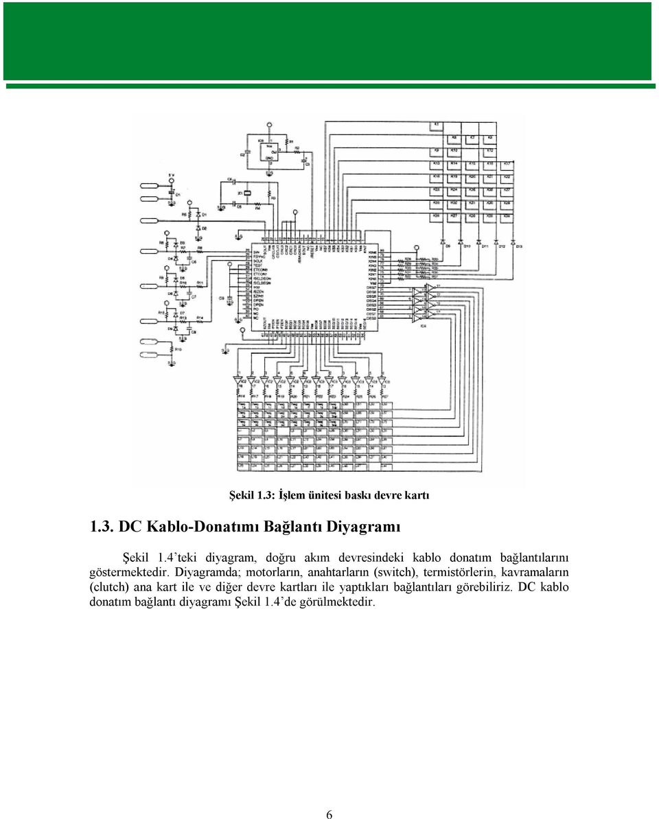 Diyagramda; motorların, anahtarların (switch), termistörlerin, kavramaların (clutch) ana kart ile ve