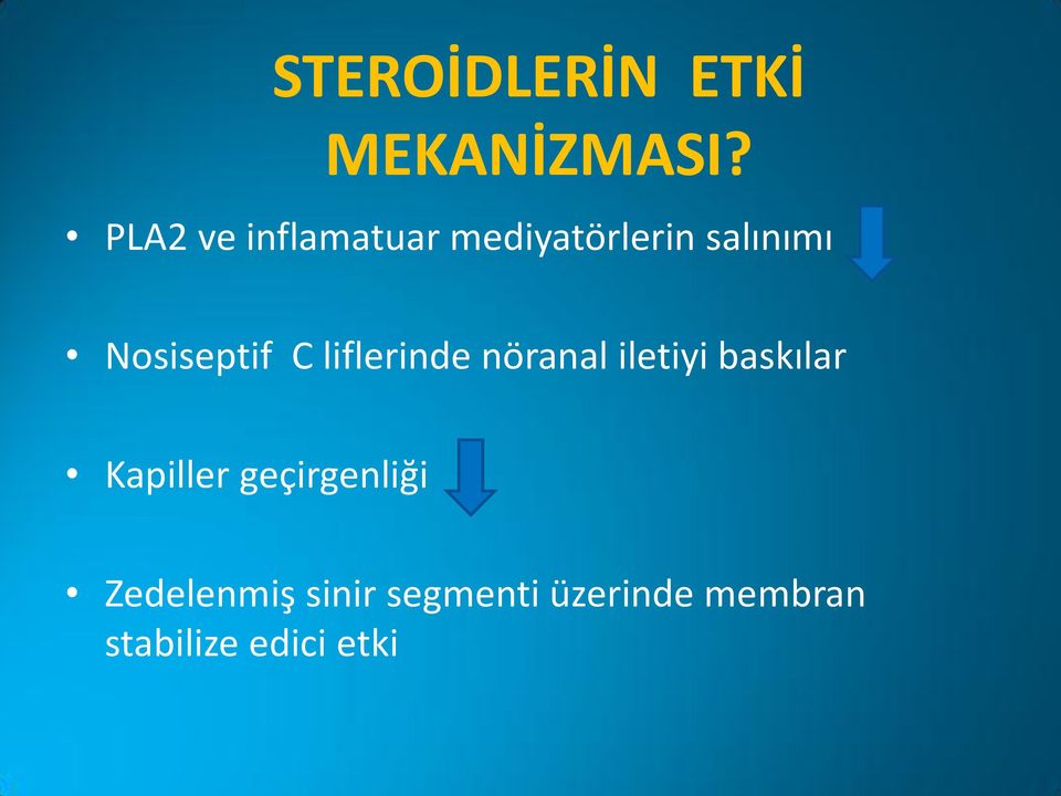 Nosiseptif C liflerinde nöranal iletiyi baskılar