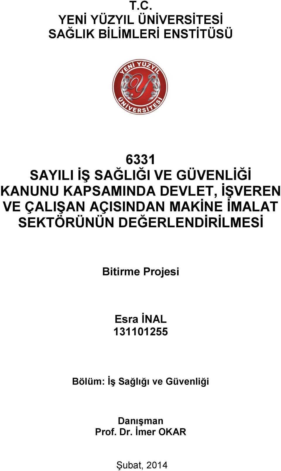 AÇISINDAN MAKİNE İMALAT SEKTÖRÜNÜN DEĞERLENDİRİLMESİ Bitirme Projesi Esra