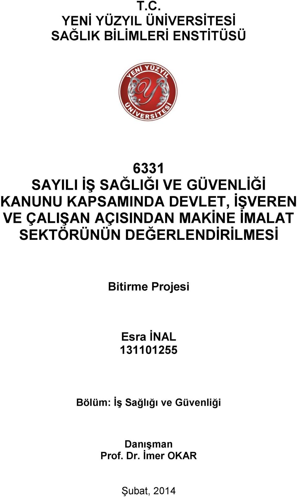 AÇISINDAN MAKİNE İMALAT SEKTÖRÜNÜN DEĞERLENDİRİLMESİ Bitirme Projesi Esra