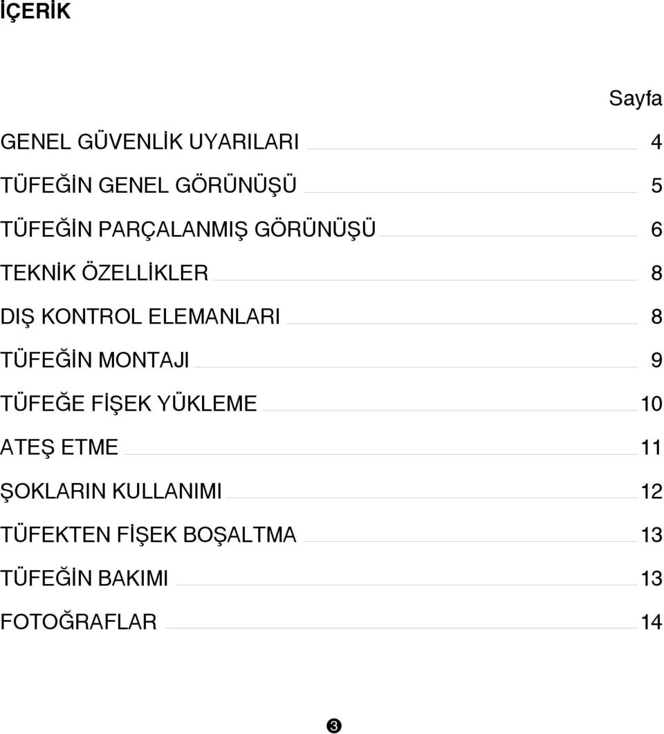 ELEMANLARI 8 TÜFEÐÝN MONTAJI 9 TÜFEÐE FÝÞEK YÜKLEME 10 ATEÞ ETME 11