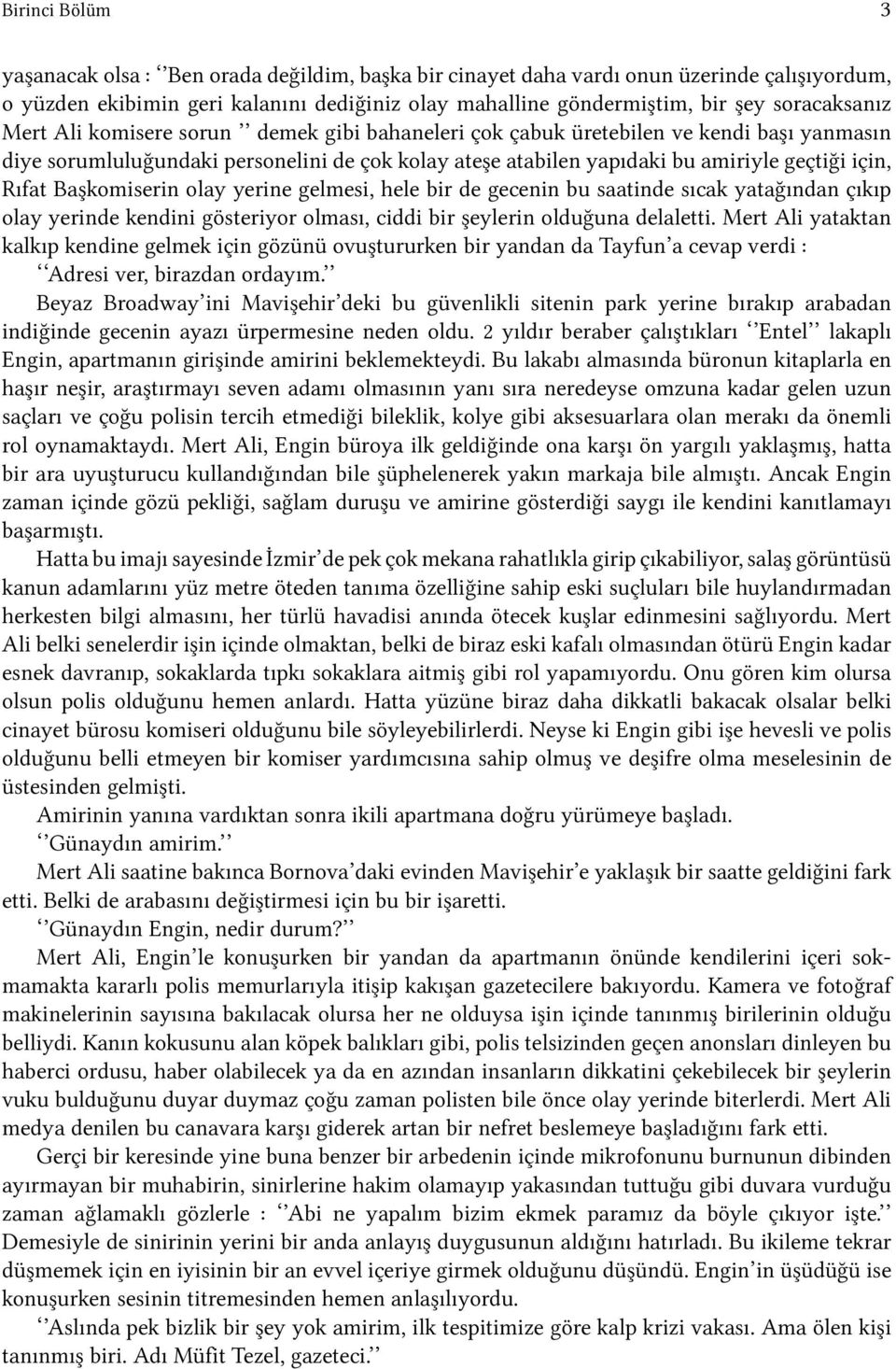 Rıfat Başkomiserin olay yerine gelmesi, hele bir de gecenin bu saatinde sıcak yatağından çıkıp olay yerinde kendini gösteriyor olması, ciddi bir şeylerin olduğuna delaletti.