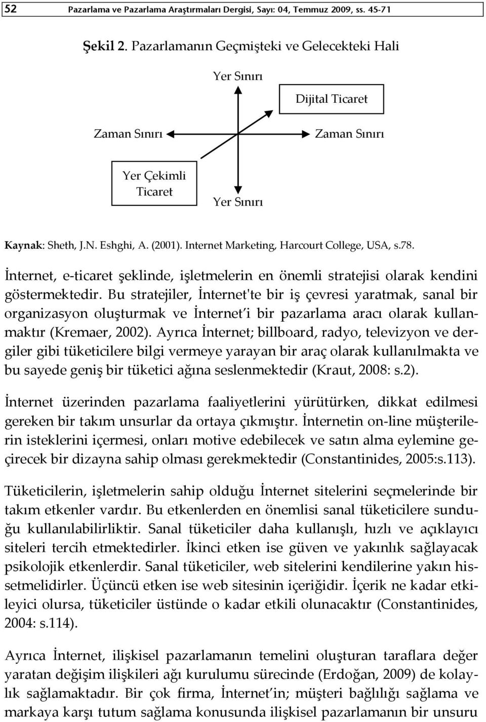 Internet Marketing, Harcourt College, USA, s.78. İnternet, e-ticaret şeklinde, işletmelerin en önemli stratejisi olarak kendini göstermektedir.