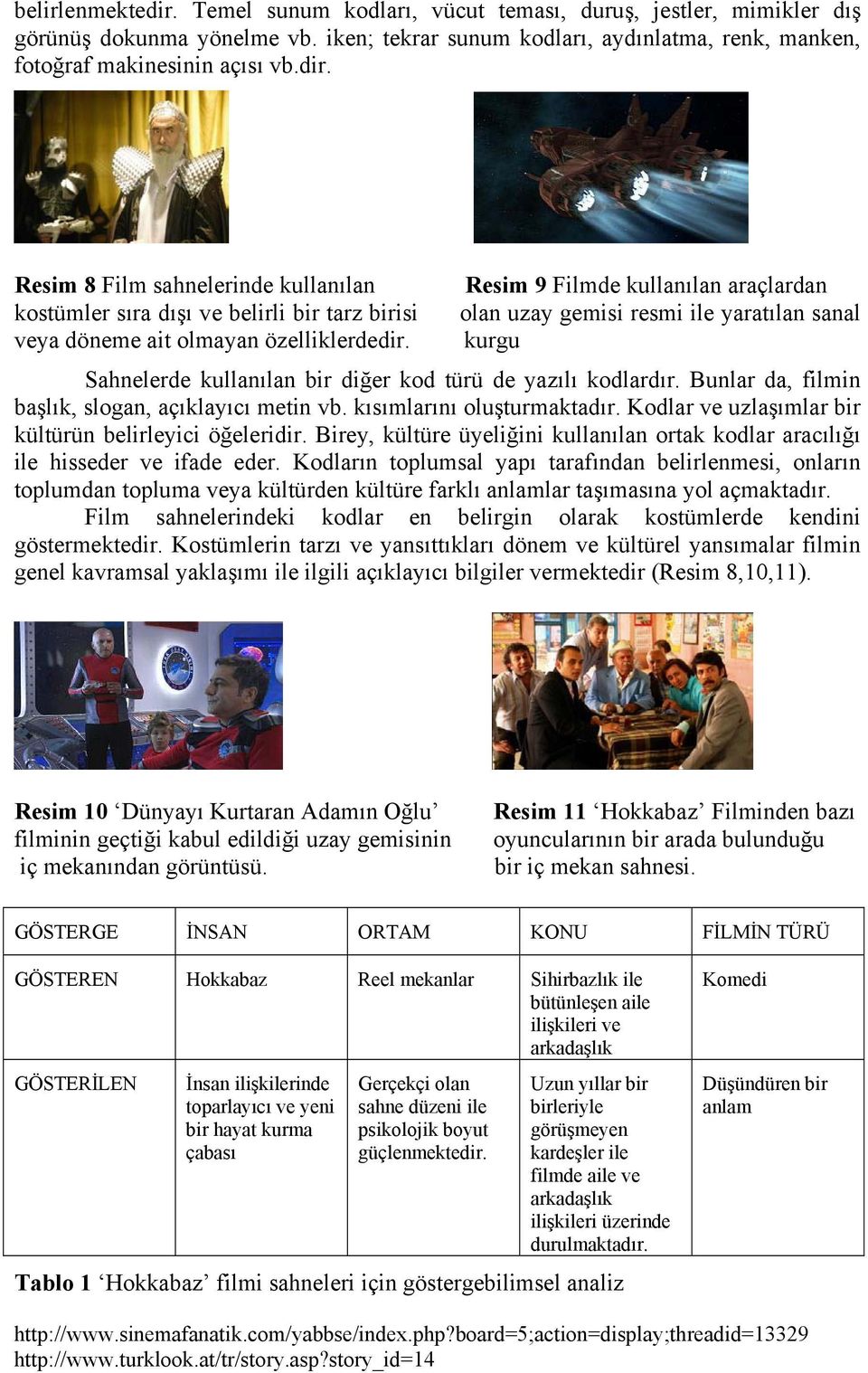 Resim 8 Film sahnelerinde kullanılan Resim 9 Filmde kullanılan araçlardan kostümler sıra dışı ve belirli bir tarz birisi olan uzay gemisi resmi ile yaratılan sanal veya döneme ait olmayan