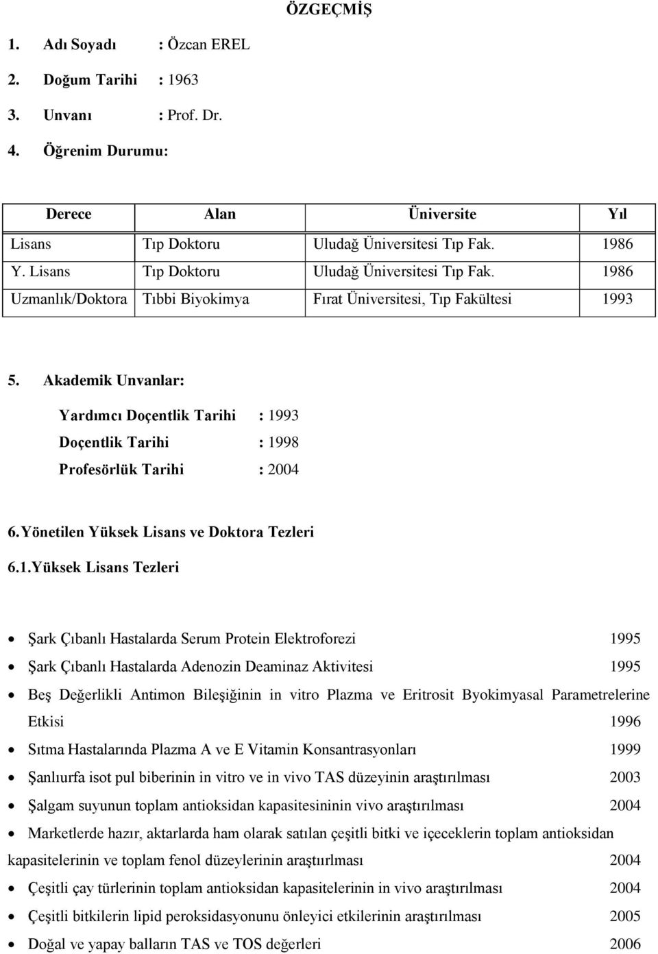 Akademik Unvanlar: Yardımcı Doçentlik Tarihi : 19