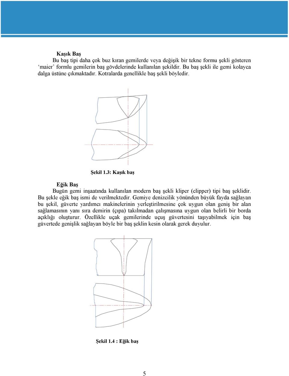 3: Kaşık baş Eğik Baş Bugün gemi inşaatında kullanılan modern baş şekli kliper (clipper) tipi baş şeklidir. Bu şekle eğik baş ismi de verilmektedir.