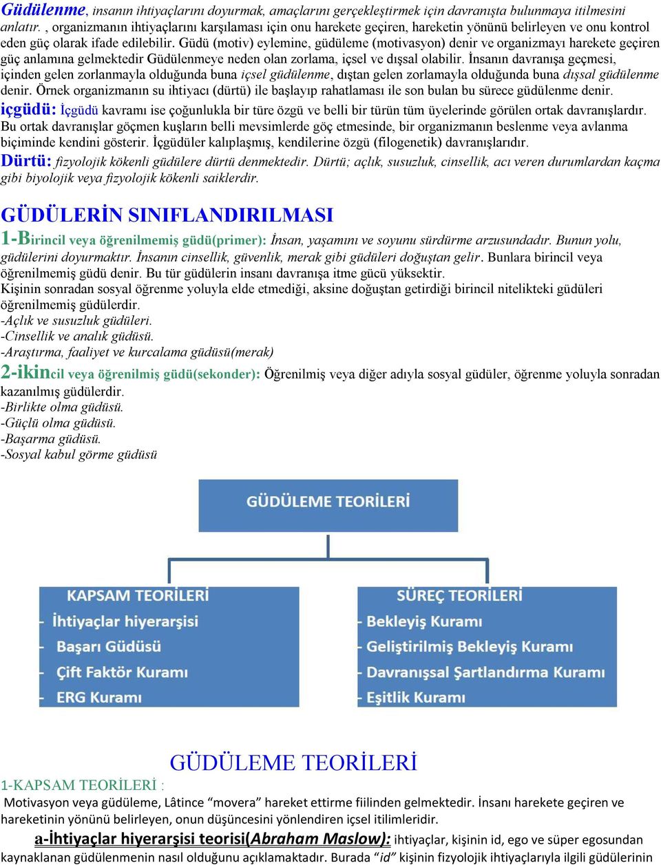 Güdü (motiv) eylemine, güdüleme (motivasyon) denir ve organizmayı harekete geçiren güç anlamına gelmektedir Güdülenmeye neden olan zorlama, içsel ve dışsal olabilir.