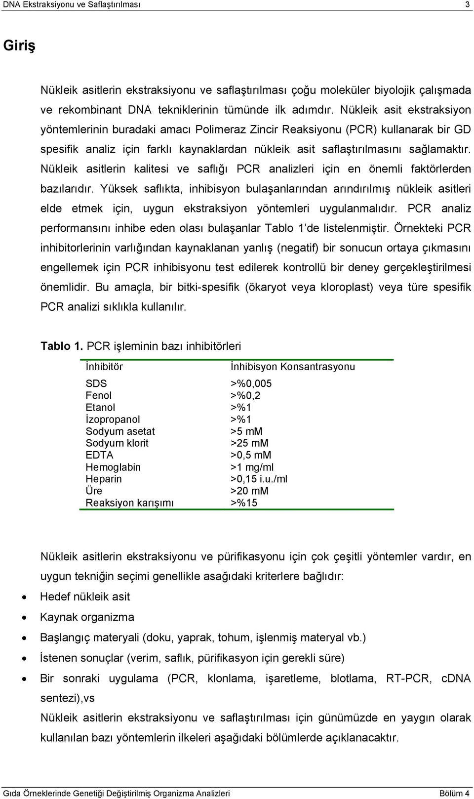 Nükleik asitlerin kalitesi ve saflığı PCR analizleri için en önemli faktörlerden bazılarıdır.