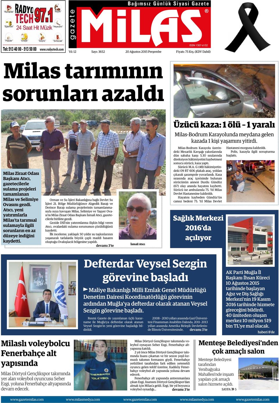 Milas Ziraat Odası Başkanı Atıcı, gazetecilerle sulama projeleri tamamlanan Milas ve Selimiye Ovasını gezdi.