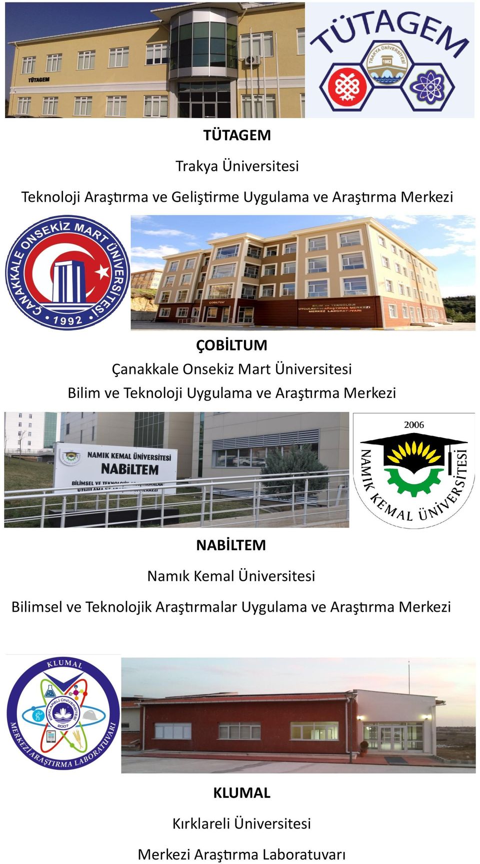 Araştırma Merkezi NABİLTEM Namık Kemal Üniversitesi Bilimsel ve Teknolojik