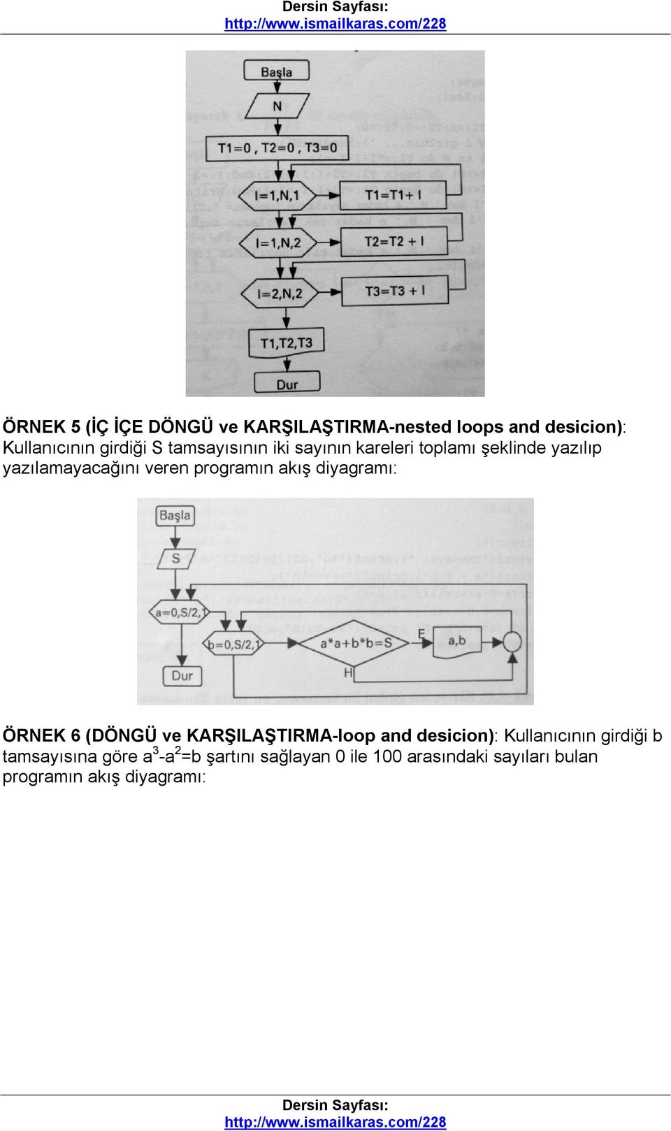 akış diyagramı: ÖRNEK 6 (DÖNGÜ ve KARŞILAŞTIRMA-loop and desicion): Kullanıcının girdiği b
